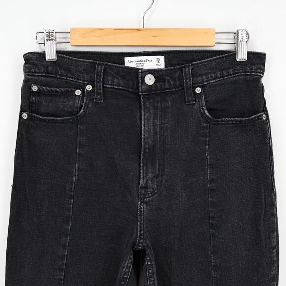 Abercrombie & Fitch Curve Love The High Rise Skinny Split Hem Black Size 29 - Picture 2 of 6